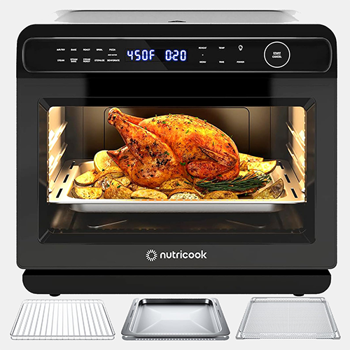 Steami 24L Steam Air Fryer Oven – 11-in-1 Convection Countertop Multi-Cooker with Real Steam Tech, Air Fry, Bake, Roast, Dehydrate, Sterilize, Stainless Steel Interior – 1600W