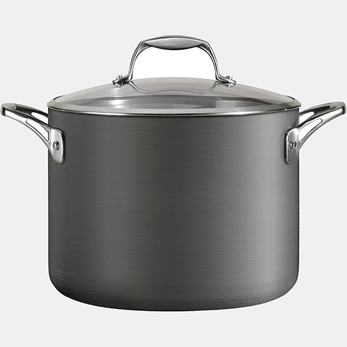 Tramontina Hard Anodized Non Stick 8-Quart Stock Pot with Glass Lid, Pasta Pot with Reinforced Nonstick Coating, Oven Safe