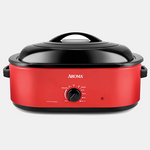 Aroma 18Qt. Roaster Oven with Self-Basting Lid, Fits 22-lb. Turkey, Adjustable Temperature Settings, Keep Warm Setting, Red (ART-718R)