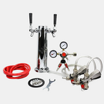 Bacoeng Double Faucet Tower Beer Kegerator Conversion Kit with Dual Gauge Regulator, No Tank Stainless Steel Keg Tower