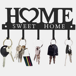 WIPHANY Key Holder Hooks Organizer Hanger Rack Wall Mounted with Screws and Anchors Home Sweet Home Wall Metal Decor for Entryway Front Door Kitchen Hallway Garage Mudroom Office 9.8inches/25cm