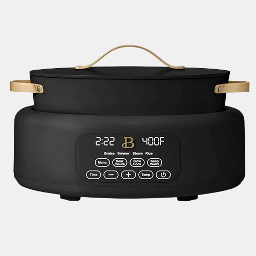 Beautiful 10-in-1 6Qt Electric Multi-Cooker by Drew Barrymore – Slow and Rice Cooker, Steamer, Dutch Oven, Sauté & More – Touch Display, Oven Safe, Dishwasher Safe (Black Sesame)