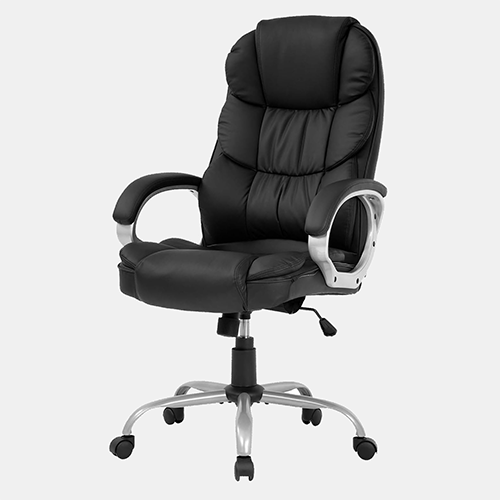 FDW Office Chair Computer High Back Adjustable Ergonomic Desk Chair Executive PU Leather Swivel Task Chair with Armrests Lumbar Support (Black)