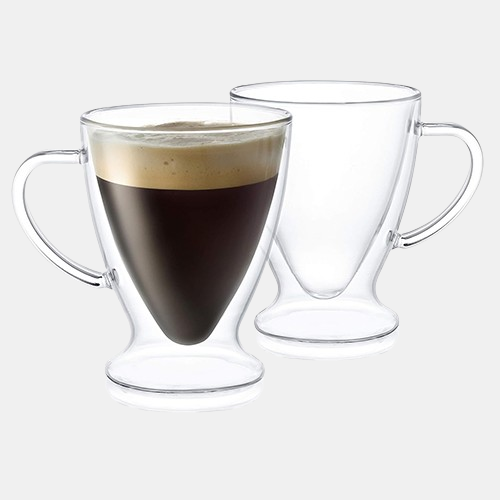JoyJolt Declan Irish Double Wall Insulated Glass Espresso Mugs (Set of 2) -5-Ounces.