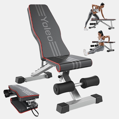 Yoleo Adjustable Weight Bench for Full Body Workout; Foldable Bench Press Bench of Home Gym Strength Training; Incline Decline Flat Utility Workout Bench with Quick Folding& Fast Adjustment (Black)