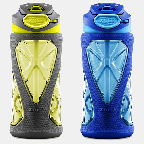 ZULU Torque 16oz Plastic Kids Water Bottle with Silicone Sleeve and Leak-Proof Locking Flip Lid