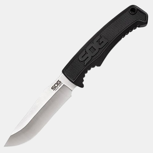 SOG Survival Knife with Sheath - Field Knife Fixed Blade Knives 4 Inch Tactical Knife and Bushcraft Knife w/Full Tang Hunting Knife Blade (FK1001-CP)