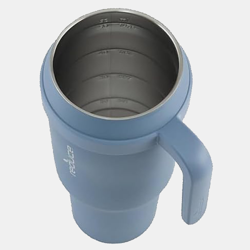 Reduce 50 oz Mug Tumbler with Handle & Straw - Stainless Steel with Sip-It-Your-Way Lid - Keeps Water Cold up to 50 Hours - SweatProof, Dishwasher Safe, BPA Free - 2 Pack, Orange / Blue
