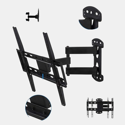 Mount-It! Full Motion Corner TV Wall Mount | Single Stud Install | Swivel, Tilt & 15” Extension | Single Arm for 32-50” TVs | Heavy-Duty Steel | Fits VESA 100x100-400x400 | 66 lbs Capacity