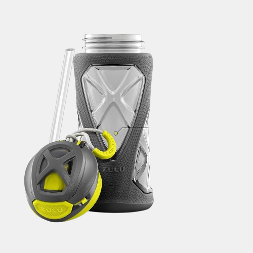 ZULU Torque 16oz Plastic Kids Water Bottle with Silicone Sleeve and Leak-Proof Locking Flip Lid