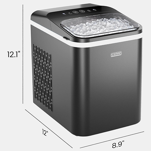 Iceman Compact Pebble Ice Machine, Countertop Nugget Ice Maker Produces Chewable Pellet Ice in 8 Minutes, Makes 26lbs/Day, One-Touch Cleaning Function with Ice Scoop/Basket Included – Black