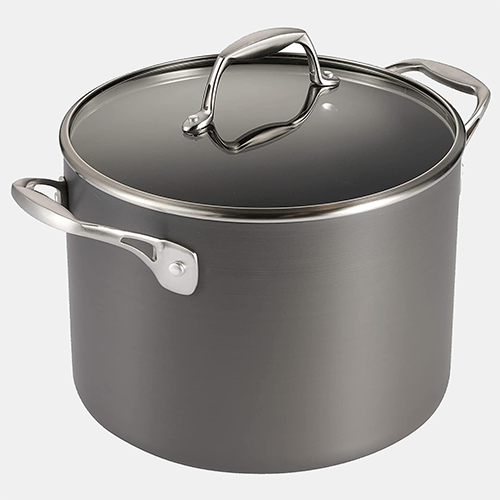 Tramontina Hard Anodized Non Stick 8-Quart Stock Pot with Glass Lid, Pasta Pot with Reinforced Nonstick Coating, Oven Safe