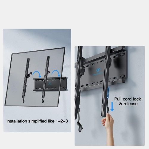 Perlesmith Tilting TV Wall Mount Bracket Low Profile for Most 23-60 inch LED LCD OLED, Plasma Flat Screen TVs with VESA 400x400mm Weight up to 115lbs, Fits 16
