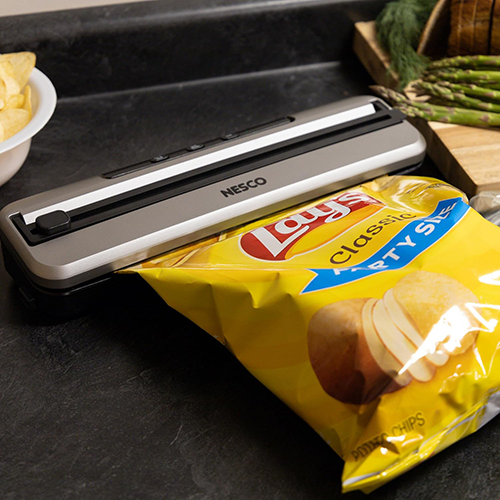 Nesco VS-74S Vacuum Sealer Machine – 3 Modes, Built-in Cutter, Soft Vacuum for Fragile Foods, External Canister Port, 20 Vacuum Bags Included, Compact Design