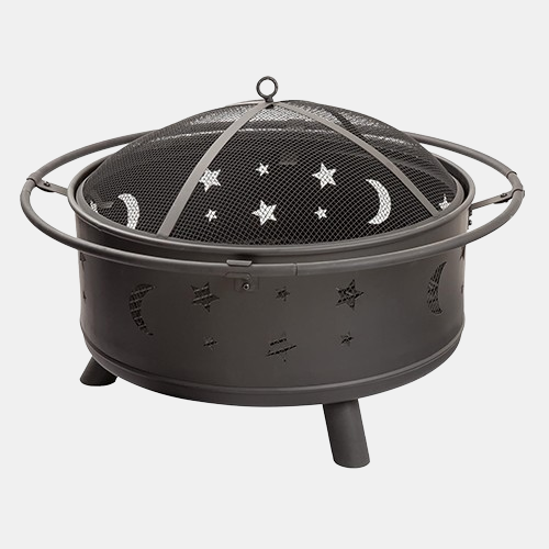 Fire Pit - 32-Inch Outdoor Wood Burning Firepit with Screen, Poker, and Cover - Outdoor Fire Pits for Backyard, Deck, or Patio by Pure Garden (Black)