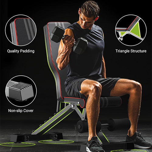 Yoleo Adjustable Weight Bench for Full Body Workout; Foldable Bench Press Bench of Home Gym Strength Training; Incline Decline Flat Utility Workout Bench with Quick Folding& Fast Adjustment (Black)