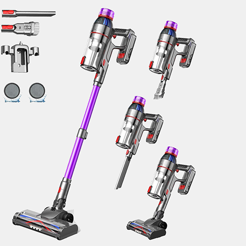 Cordless Stick Vacuum Cleaner - 550W Powerful Cordless Vacuum with HEPA Filter, Up to 50min Runtime & Tangle-Free Lightweight & Detachable Battery for Pet Hair Carpet Hardwood Floor Cleaning