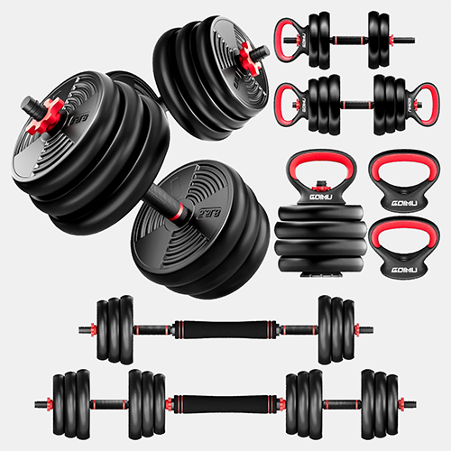 Adjustable Dumbbells, 55/77LBS Free Weight Set, 4 in 1 Dumbbell Set Used as Barbell, Kellebell, Push Up Stand, Fitness Exercise for Home Gym Suitable Men/Women
