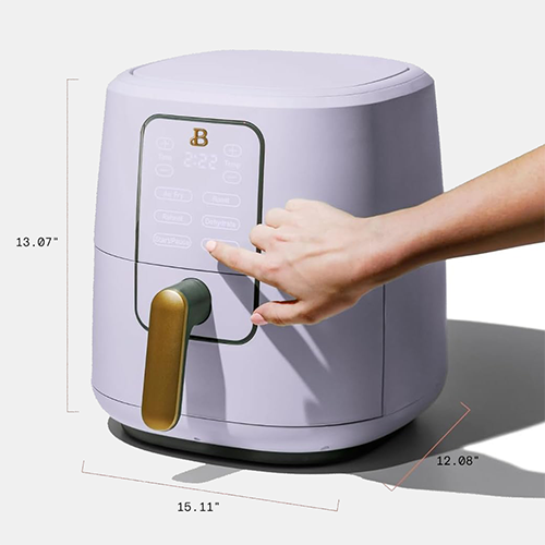 Beautiful 6-Quart Digital Air Fryer – TurboCrisp Tech Touchscreen with 1750W Power, 4 Cooking Modes (Lavender)