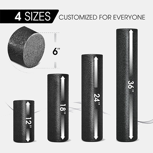 Yes4All High-Density EPP Round Back Roller Foam, Exercise Foam Roller for Yoga, Pilates & Stretching - 12, 18, 24, 36 inch